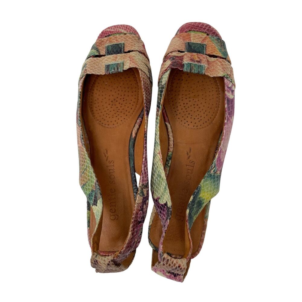 Gentle Souls Kenneth Cole It's So Fun Leather Floral Sling Back Sandals Sz 8.5M - Picture 6 of 13